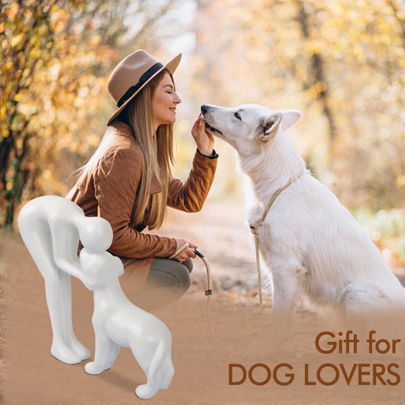 FriyGardcn Dog Sculpture Home Decor Cute Man and Dog Statue Decoration for Office?Living Room?Bedroom?Home - Image 2